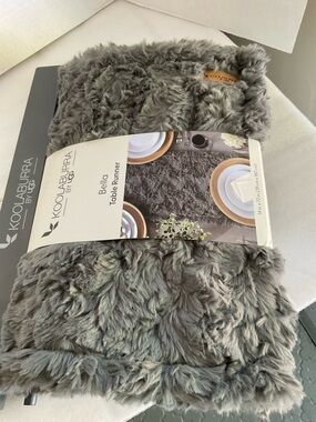 Koolaburra Faux Fur Table Runner in Gray